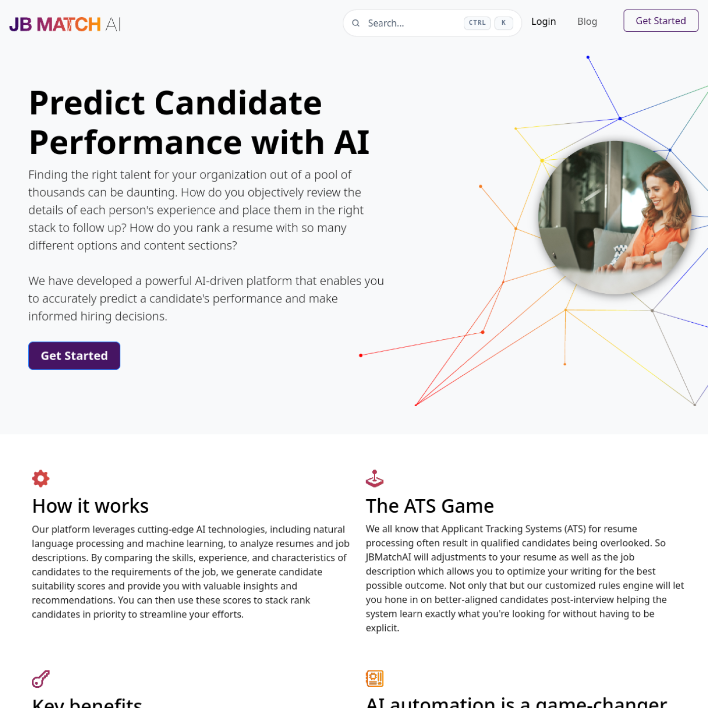 Homepage screenshot of JB Match AI