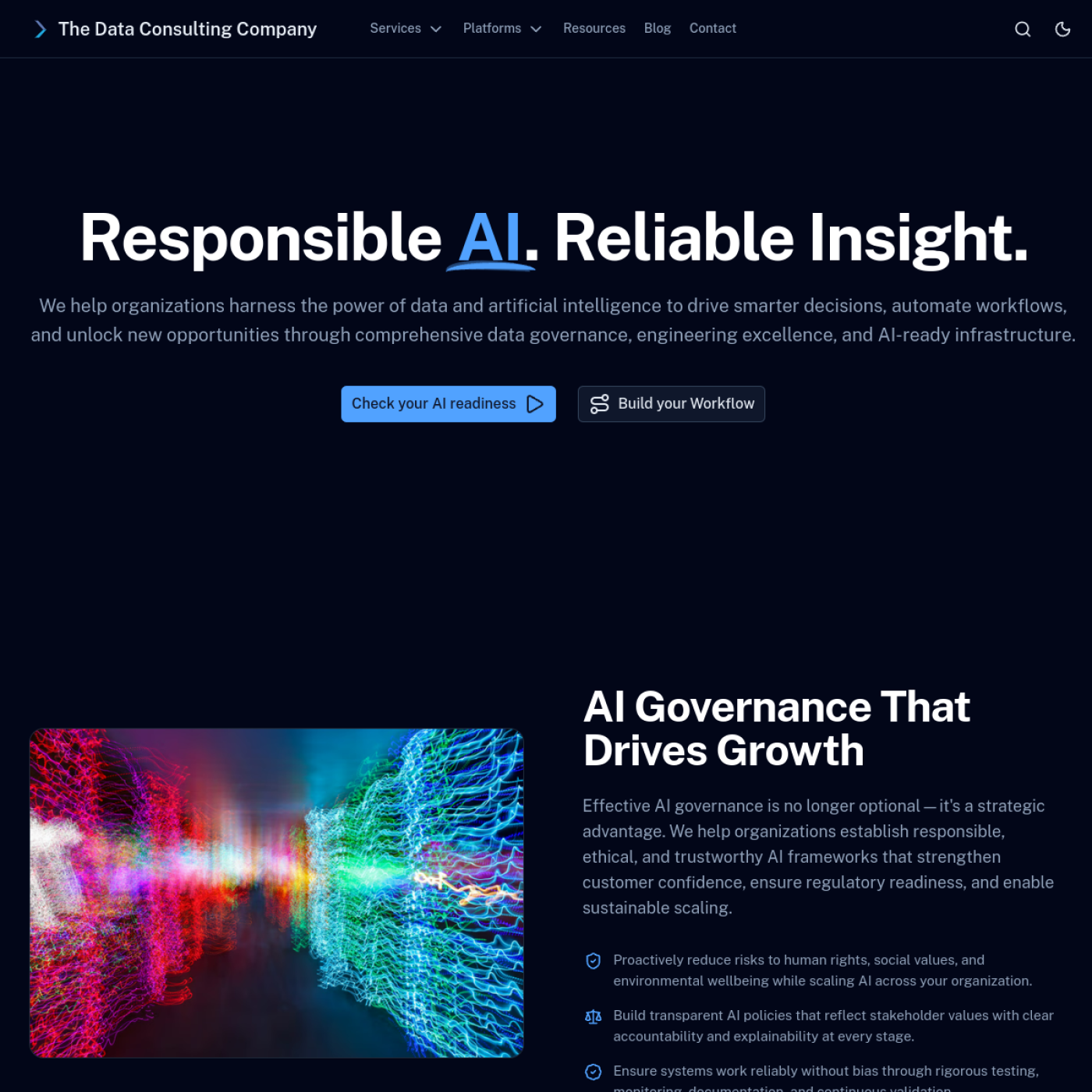 Homepage screenshot of The Data Consulting Company